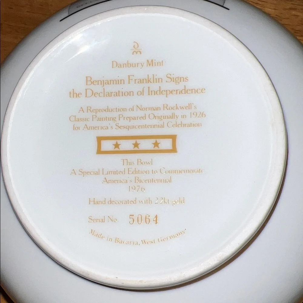 Vintage Danbury Mint Ben Franklin Declaration Of Independence